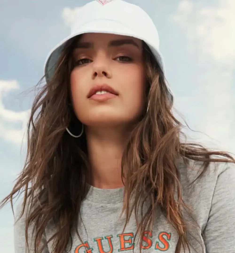GUESS White Logo Bucket Hat